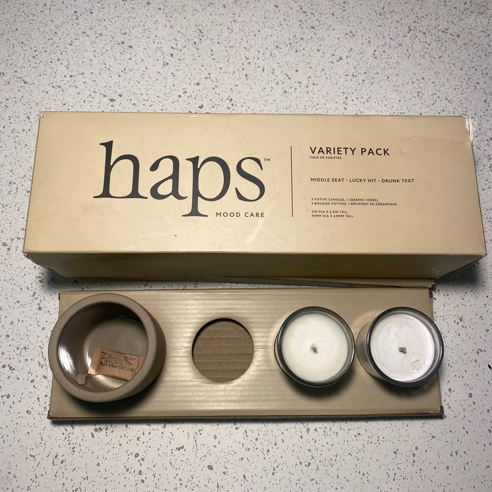NEW Haps Mood Care Candle Variety Pack(missing 1 candle)